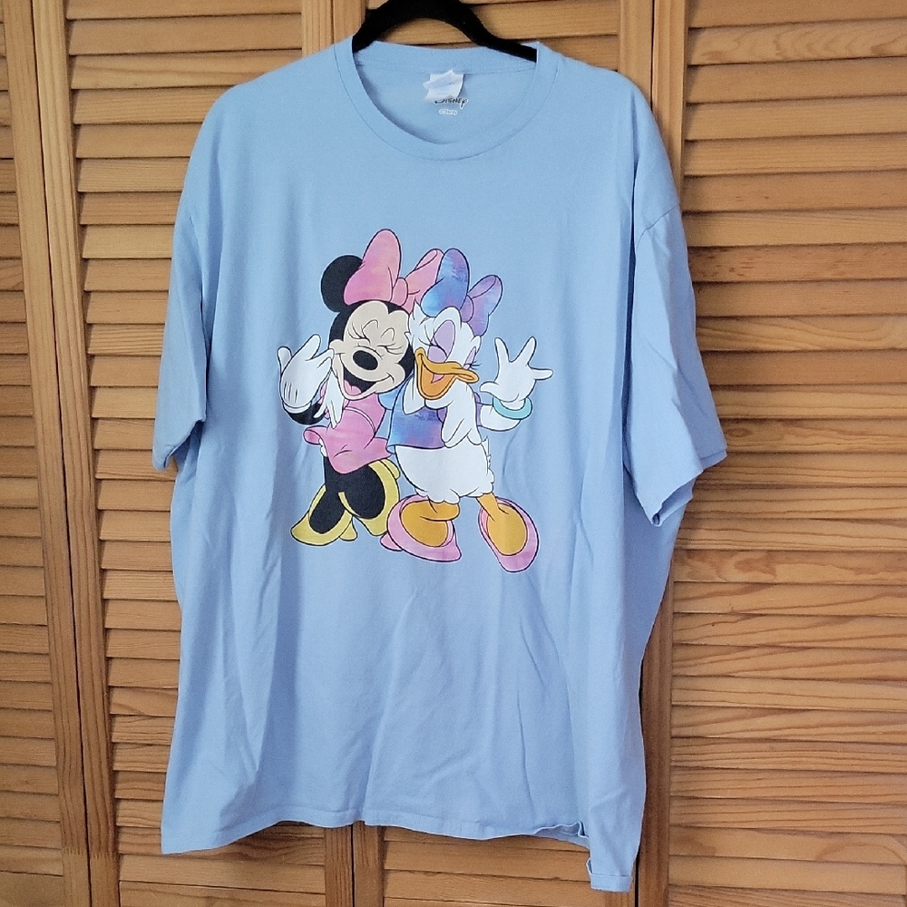 Disney Minnie & Daisy Graphic Tee 3XL Pastel Blue Plus Size Cute Cartoon T Shirt